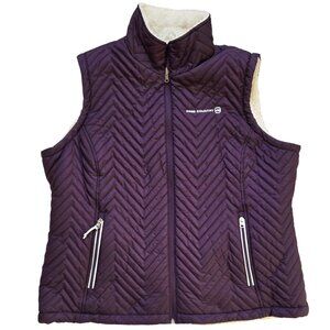 Free Country Full Zip Puffer Vest Women's XXL Plum Sherpa Lined Outdoor Winter